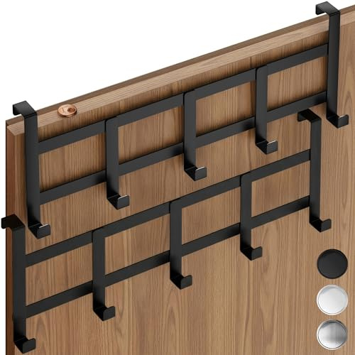 4smile Türgarderobe zum Einhängen – Mattschwarze Türhaken universell verwendbar, flexible Kleiderhaken Tür - Vielseitige Haken zum Einhängen, platzsparende Türhakenleiste für gesamte Wohnung, 2er Set