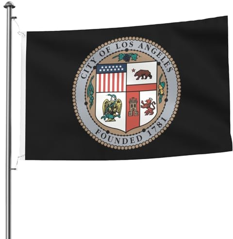 Garten Flaggen Los Angeles Balkonflagge Uv-Beständig Personality Flag Dekoration Fahne Für Drinnen Parade Party 90X152CM