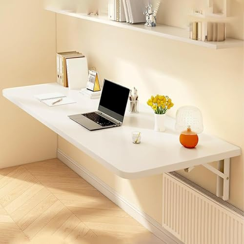 Klapptisch Wand, Schreibtisch Klappbar, Schwebender, Stehtisch, Klapp Wandregal, Für Büro, Zuhause, Küche (Color : White, Size 15.7x47.2in/40x120cm)