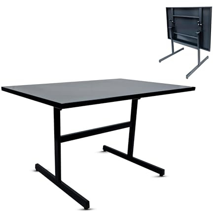 KHG Gartentisch klappbar anthrazit, Klapptisch Stahl-Gestell, für Zuhause | und Tischplatte mit E-Coating-Beschichtung für 6 Personen, wetterfest UV-beständig, 80x74x120 cm, für den Alltag