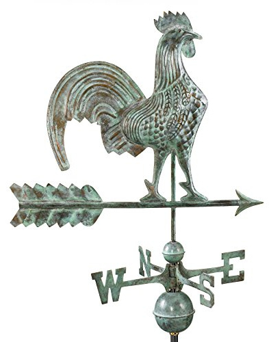 Good Directions Wetterfahne Hahn, Blau Verde Kupfer, Patina