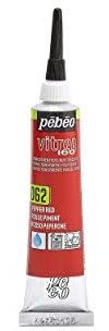 Pébéo - Vitrea 160 - Couleur à l'eau pour Verre, Porcelaine, Métal, Céramique - Finition Brillante - Tube 20 ML, Rouge Piment, Pouge Piment