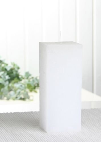 CandleCorner Rustik-Kerzen: viereckig, 12 x 5 x 5 cm Ø, weiß, unparfümiert