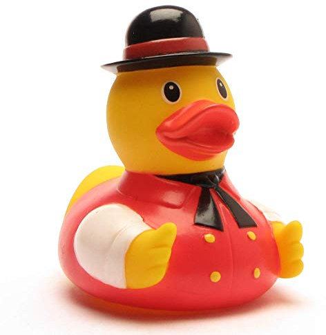 Badeente Schwarzwälder I Quietscheente I L: 7,5 cm I inkl. Badeenten-Schlüsselanhänger im Set