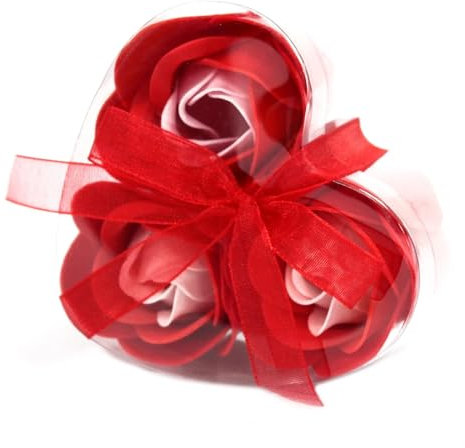 Red and Pink Rose Scented Fragrance SOAP Bath Petals Hearts Gift boxed for her women ladies romantic birthday valentines day mothers presents