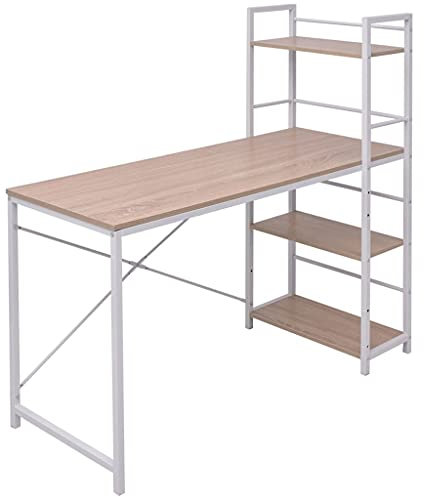 vidaXL Scrivania con Libreria Ufficio a 4 Livelli Rovere Tavolo Porta PC