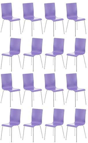 CLP 16er-Set Wartezimmerstuhl Pepe Mit Ergonomischem Holzsitz Und Metallgestell l 16 x Konferenzstuhl, Farbe:lila