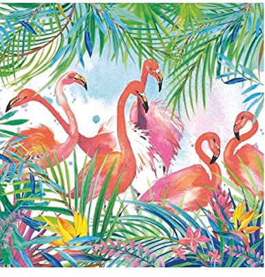 Anniversary House Tiflair Serviettes de table 3 plis Motif flamants roses