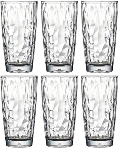 Vasos de agua de plástico tritan de 450ml vasos de agua vasos largos vasos de zumo de camping vasos de acrílico vasos de cóctel aptos para lavavajillas sin BPA irrompibles reutilizables