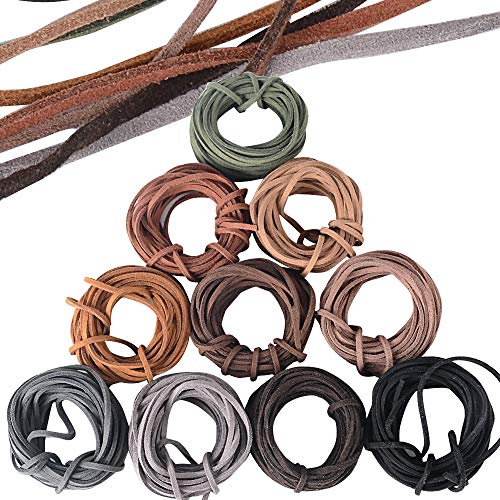 10pcs Cordon Cuir en Fausse Suède Multicolore pour Bracelet Collier Beading Bijoux Bricolage Artisanat (10 Couleurs)