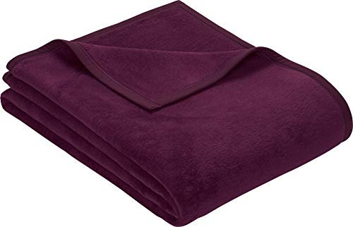 Erwin Müller Wohndecke, Wolldecke, Kuscheldecke Pflaume Größe 150x200 cm - strapazierstark, weich, temparaturausgleichend (weitere Farben, Größen)