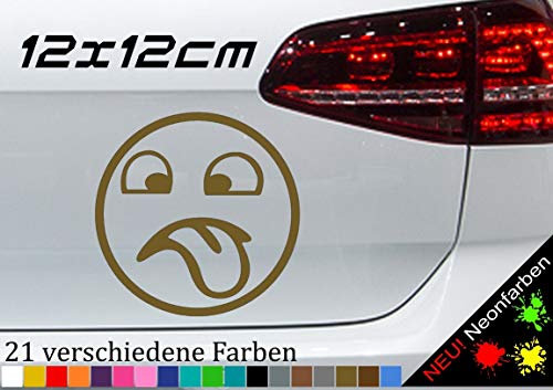 Sticker Smiley mit Zunge 12x12cm JDM Aufkleber Augen verdrehen Kleber lustig Fun in 21 Farben