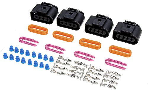 Auto Zündspulenstecker Reparatursatz, Asudaro 4 Satz von Zündspule Kabelbaum Reparatur Kit, Zündspule Crimp Kit Kompatibel mit Golf 2012-2016 Polo 2013-2016 A4 A6 A8 2008-2016,Schwarz