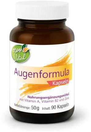 KOPP Vital® Augenformula Kapseln, 1 x 90 Kapseln, 50 g | Mit Vitamin A, Mit Vitamin B2, Mit Zink, Mikronährstoffe, Apothekenqualität