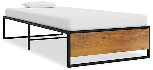 vidaXL Bettgestell Bett Metallbett Einzelbett Bettrahmen Ehebett Lattenrost Schlafzimmerbett Schlafzimmermöbel Schwarz Metall 90x200cm