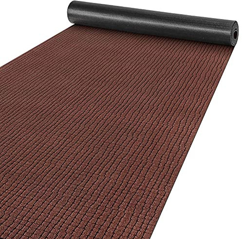 ANRO Teppich Läufer Flur Küchenteppich Schmutzfangmatte Sauberlaufmatte rutschfest Velours Braun 65x1000cm (10M) Modern