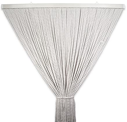 Tata Home Tenda Antimosche Catenelle Perline di Stoffa Morbide per Porta Finestra Moschiera a Pannello Susy 140x230 cm Colore Bianco