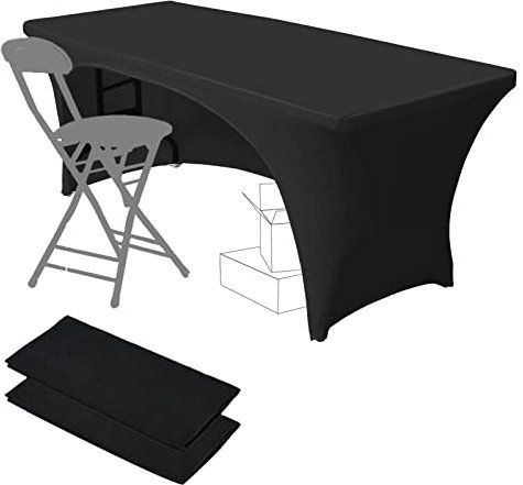 Dololoo Dehnbare Tischdecken, 1,8 m, 2 Stück, für rechteckige Tische mit offener Rückseite, taillierte Spandex, rechteckige Terrassentischabdeckungen, Hochzeit, Party, Küche, Beauty-Event Dekoration