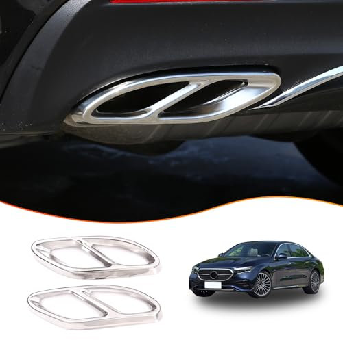 METYOUCAR Edelstahl-Auspuff-Auspuff-Abdeckung für Mercedes Benz A/B/C/E/CLA/CLS/GLC/GLE/GLS (Silber)
