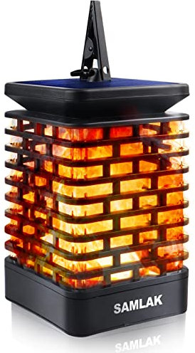 Garten Solarlampen für Außen Hängend, SAMLAK Solar Laternen Flammenlicht für außen, IP65 Wasserdicht Solarleuchten mit Auto EIN/Aus Licht Sensor USB Wiederaufladbar für Außen Hof Balkon