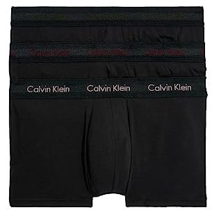 Calvin Klein Herren 3er Pack Boxershorts Low Rise Trunks Unterwäsche, Schwarz (B-Woodrose, Fld Olv, Deep Rouge Lg), S