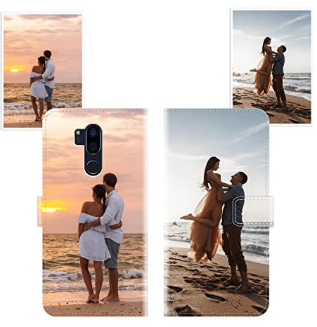 Sunrive Personalisierte hülle kompatibel mit LG G7 ThinQ Handyhülle Benutzerdefiniert,Schutzhülle Lederhülle handykette universal Etui mit Eigenem Foto Bild Text Individuelle