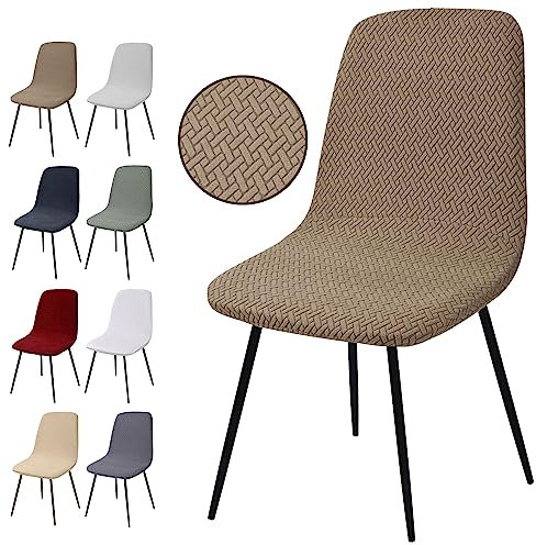 Stuhlhussen 4er Set, Stretch Stuhlbezug Jacquard Esszimmerstühlhussen Universal Stuhlhussen Abnehmbarer Waschbarer Stuhlabdeckung für Esszimmer,Hotel,Bankett,Hochzeit,Partys Deko(T-Kamel,4er Set)