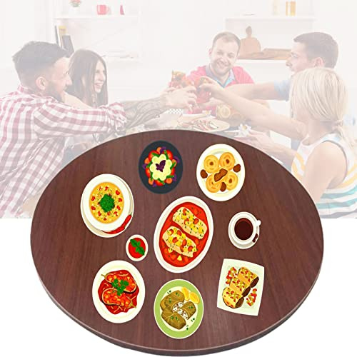 WORDFUN Tabla Rotativa De Madera, 50cm 60cm Plato para Servir Giratorio De Cocina, Mesa Giratoria De Madera Redonda con Cojinete Silencioso, Bandeja De Placa Giratoria
