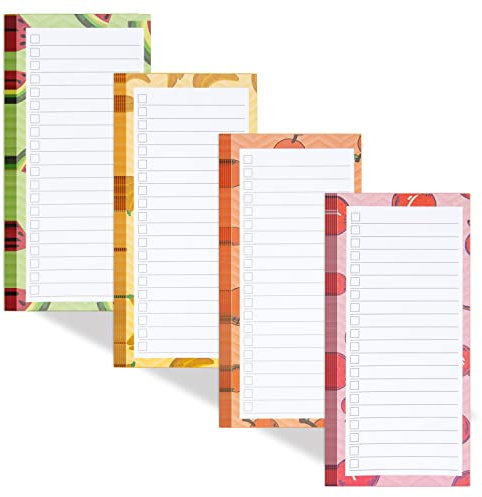 4Magnetic Notepads for Refrigerator Grocery List Magnet Pad for Fridge Magnetic Grocery List pad for Fridge 60 Sheets Per Note Pads (4 Fruits - 1)