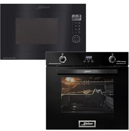 Kaiser EH 6367+EM 2510 Four électrique, Autark, 79 l, four à micro-ondes multifonction, encastrable, verre noir, 25 l