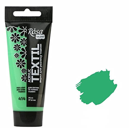 Krevo Art Stoffmalfarben Stofffarben Waschfest Textilfarbe minze Acrylfarbe Wasserbasis | 60ml Tube | Textilfarbe waschmaschinenfest zum Fixieren | Intensiv deckend für helle und dunkle Stoffe