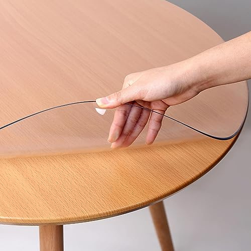 Tischfolie Rund,tischfolie Transparent Rund,transparent Pvc Tischdecke Tischmatte,tischfolie Transparent 1.5 mm Dick,anti-hot Tischmatte,für Schreibtisch Tisch Esstisch (90cm/35inch)
