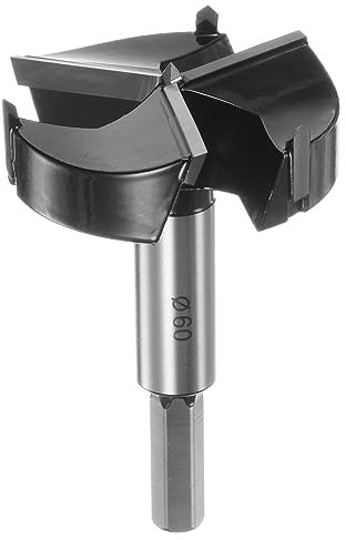 sourcing map Forstner Drill Bit 60mm (2-3/8) Tungsten Carbide 3 Flutes 4 Spurs Boring Forstner Bits for Hinge Wood Hole Drilling Woodworking