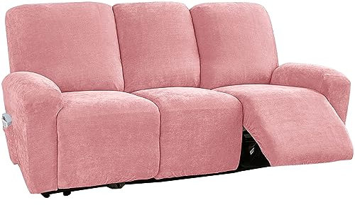 HYPIQQ Samt-Chaiselongue-Lounge-Bezug Hochelastischer Chaiselongue-Stuhlbezug für Wohnzimmer Weichmöbelschutz für Hund Maschinenwaschbar,Rosa,3