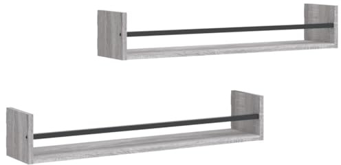 vidaXL Wandregale mit Stangen 2 STK. Grau Sonoma 80x16x14 cm
