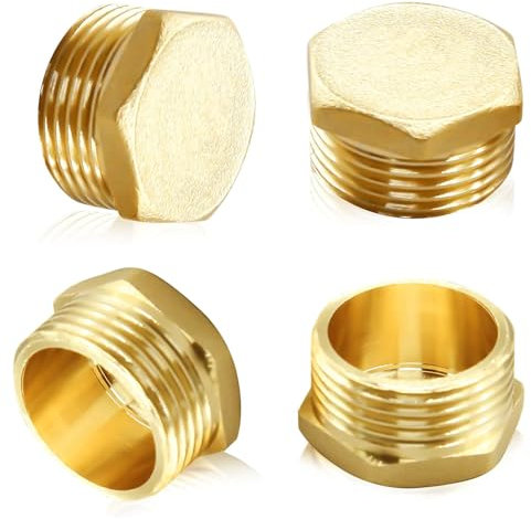4Pcs Brass Garden Hose Plug Faucet Cap, 3/4 Inch Hose End Plug Spigot Cap