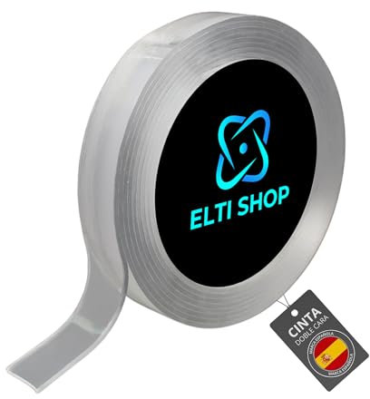 ELTI SHOP Cinta Adhesiva Doble Cara Extrafuerte y Transparente, Adhesivo de Montaje 3M para Todo Uso, Ideal para Colgar Cuadros y Posters, Resistente y Duradero