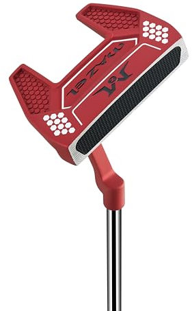 MAZEL Maillet de golf pour homme droitier - 86,4 cm - Insert de putter en maillet de qualité supérieure - Visage fraisé - Couvre-club inclus (rouge)