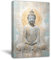 ZQQART Zen Wandbild auf Leinwand Buddha Gemälde Druck Retro Buddha und goldene Schmetterlinge Bilddrucke Moderne Meditationsraumdekoration(Buddha B,40x60cm)