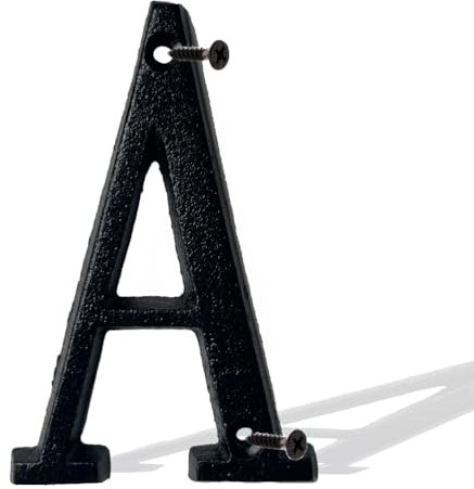 5 Inch Cast Iron Metal Alphabet Letters 'A' House Numbers Mail Box Numbers Solid Home Address Numbers Plaque Numbers for Indoor Outdoor for DIY Projects Hanging Wall Sign Letters Décor