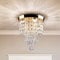 CXGLEAMING Kristall Kronleuchter Klein Pendelleuchte Deckenleuchte Kompatibel mit E14-Glühbirnen Geeignet für Wohnzimmer Schlafzimmer Küche Bad Flur (Goldbasis)