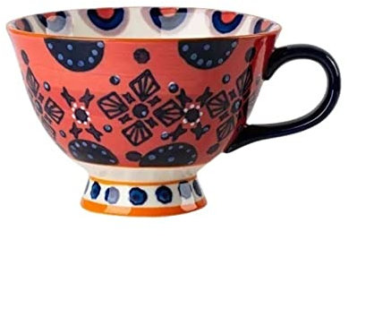 Huangj-0527 Tazza Caffe Tazza in Ceramica di Grande capacità Tazza da caffè con Motivo Personalizzato Tazza da Latte for Colazione Domestica 420ML Tazza Colazione(C)