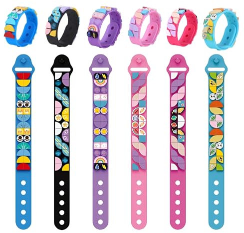 6 Stück Dots Armbänder, Kinder DIY Bauklötze Armbänder Set, Kreatives Basteln Armband Making Kit, Freundschaftsarmbänder für Mädchen Jungen Teenager Geburtstagsgeschenke Weihnachtsfeier