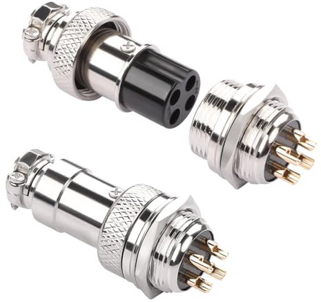 QIANRENON Connettore GX16 4 poli per aviazione connettore GX16 4 pin Bulkhead montaggio Aviation maschio GX16 4 pin femmina cavo adattatore saldatura M16, 400V/7A, per connessioni di segnale