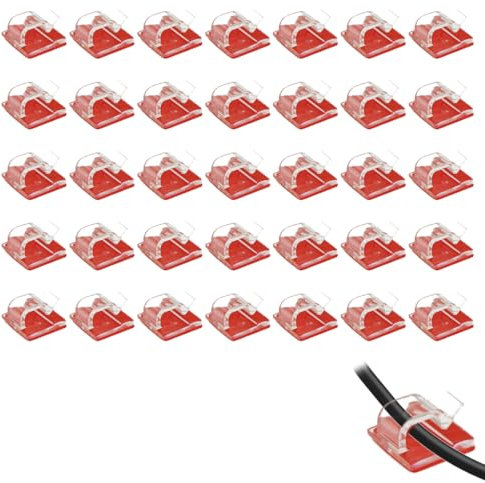 40 Pcs Cable Clips Self Adhesive,USB HDMI Cables Wire Management Holder Clear Cord Tidy Clip Hooks Sticky Small Plastic,for Desk Wall Workshop Home Office Outdoors lights Christmas Fairy led Light