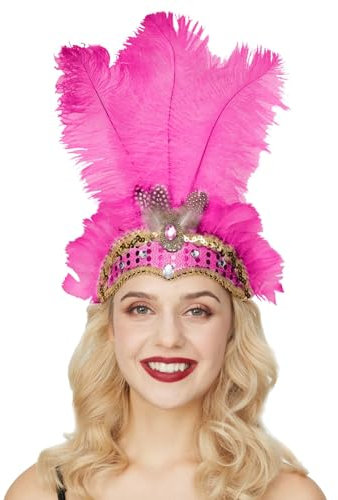 Feder Haarreif Mit Künstlichen Blumen 1920er Fascinator Kopfschmuck Für Damen Haarreif Mit Federn Regenbogen Feder Haarreif Sterne Auffällige Strass Haarschmuck Kopfbedeckung (One Size)