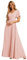 Ever-Pretty Robe de Soirée Femme Longue Mousseline Col V Fendu Manches Courtes Rose 36