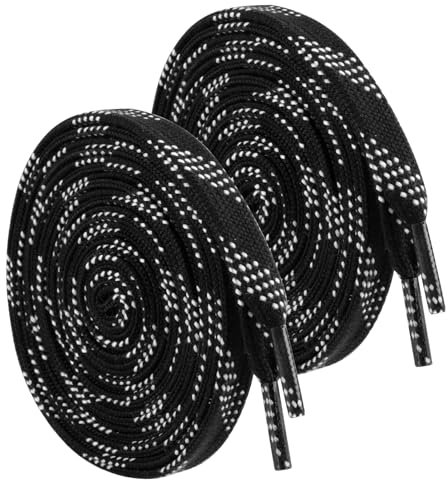 Vidacharmy 1 paire de lacets cirés - Lacets professionnels pour hockey sur glace - Lacets plats cirés - 305 mm - Convient pour rollers et chaussures à roulettes. Noir, Taille unique