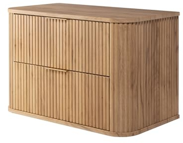 3xE Living Badezimmerschrank, Eiche Craft mit Goldener Griff, 80,4 x 51,7 x 41,5 cm