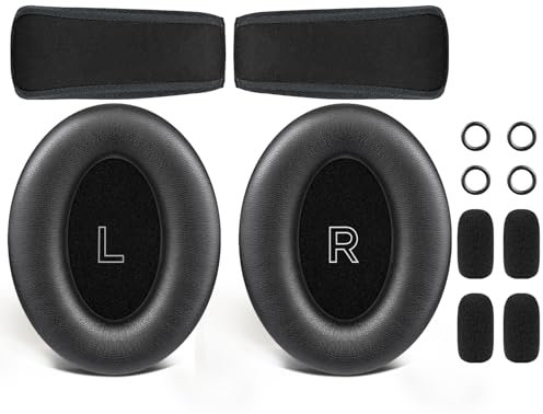 SOULWIT Cuscinetti Auricolari + Archetto + Microfono Schiuma Copri, Kit di Ricambio per Bose A30 Aviation Cuffie - Nero